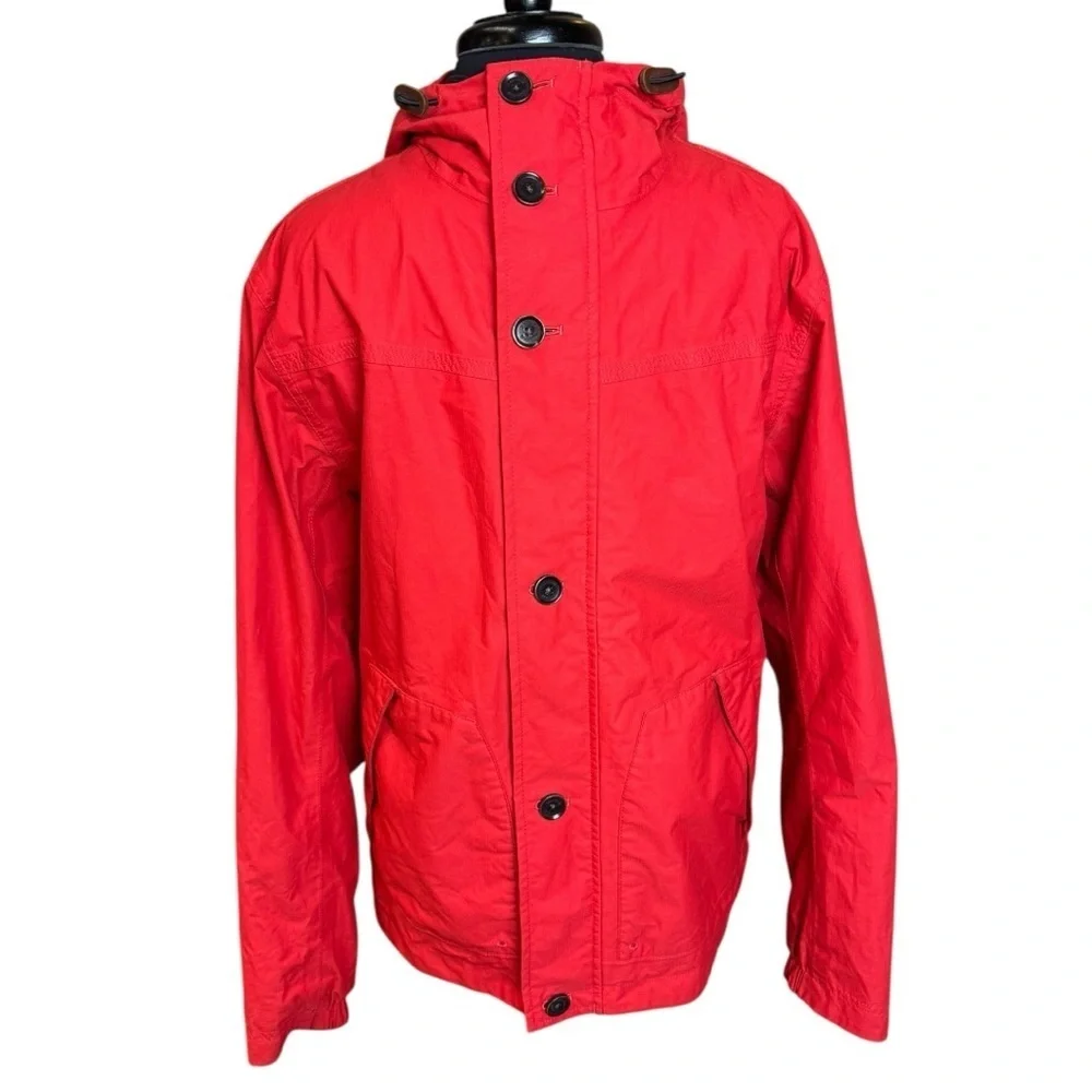Timberland Men’s Red Waterproof Hooded Performance Rain Jacket Size Small